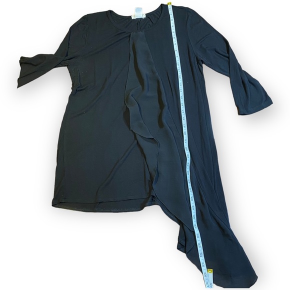 2for$25 Pebble & Stone Asymmetrical Black Tunic Top w Ruffle Detail Size Large - Picture 3 of 8